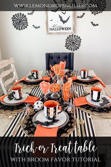 Halloween Table Decor Staples, Trick-or-Treat table & a Halloween Favor Tutorial