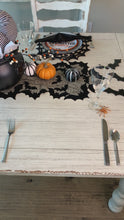 Load and play video in Gallery viewer, Halloween Black Spider Web Charger/Placemat Set
