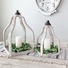 Load image into Gallery viewer, Whitewashed Wood Lantern (Set of Two) | Centerpiece
