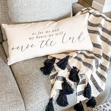 Load image into Gallery viewer, Black &amp; Natural Stripe Throw with Tassels - Lemon Drops &amp; Lilies
