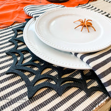 Load image into Gallery viewer, Black Spider Web Charger/Placemat Set of 4 - Lemon Drops &amp; Lilies
