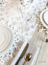 Load image into Gallery viewer, Frosty White Snowflake Charger/Placemat Set - Lemon Drops &amp; Lilies
