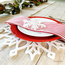 Load image into Gallery viewer, Frosty White Snowflake Charger/Placemat Set - Lemon Drops &amp; Lilies
