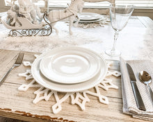 Load image into Gallery viewer, Frosty White Snowflake Charger/Placemat Set - Lemon Drops &amp; Lilies
