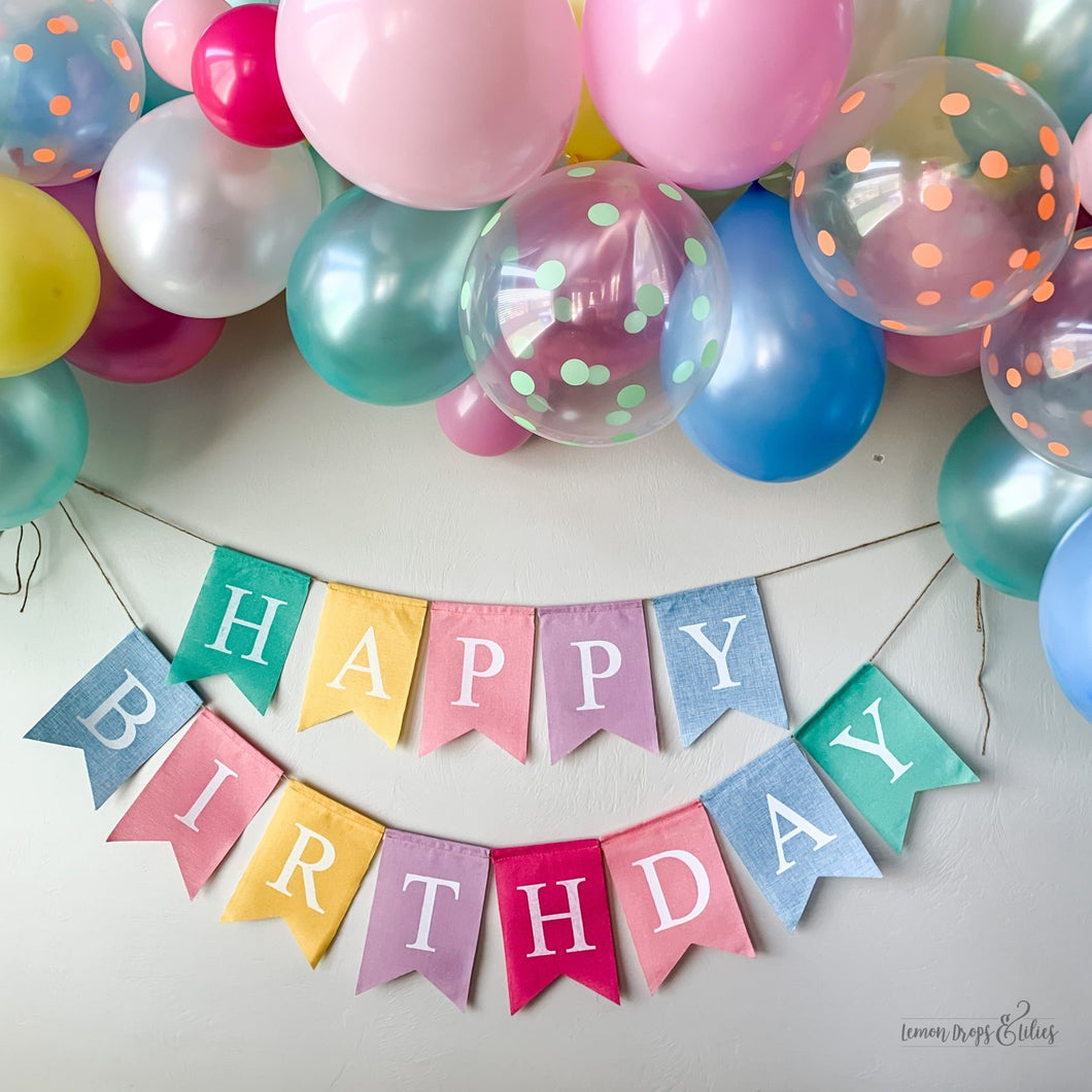 Happy Birthday Banner - Sherbet Rainbow - Lemon Drops & Lilies