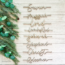 Load image into Gallery viewer, Names of Christ Wood Cutouts Natural Wood
