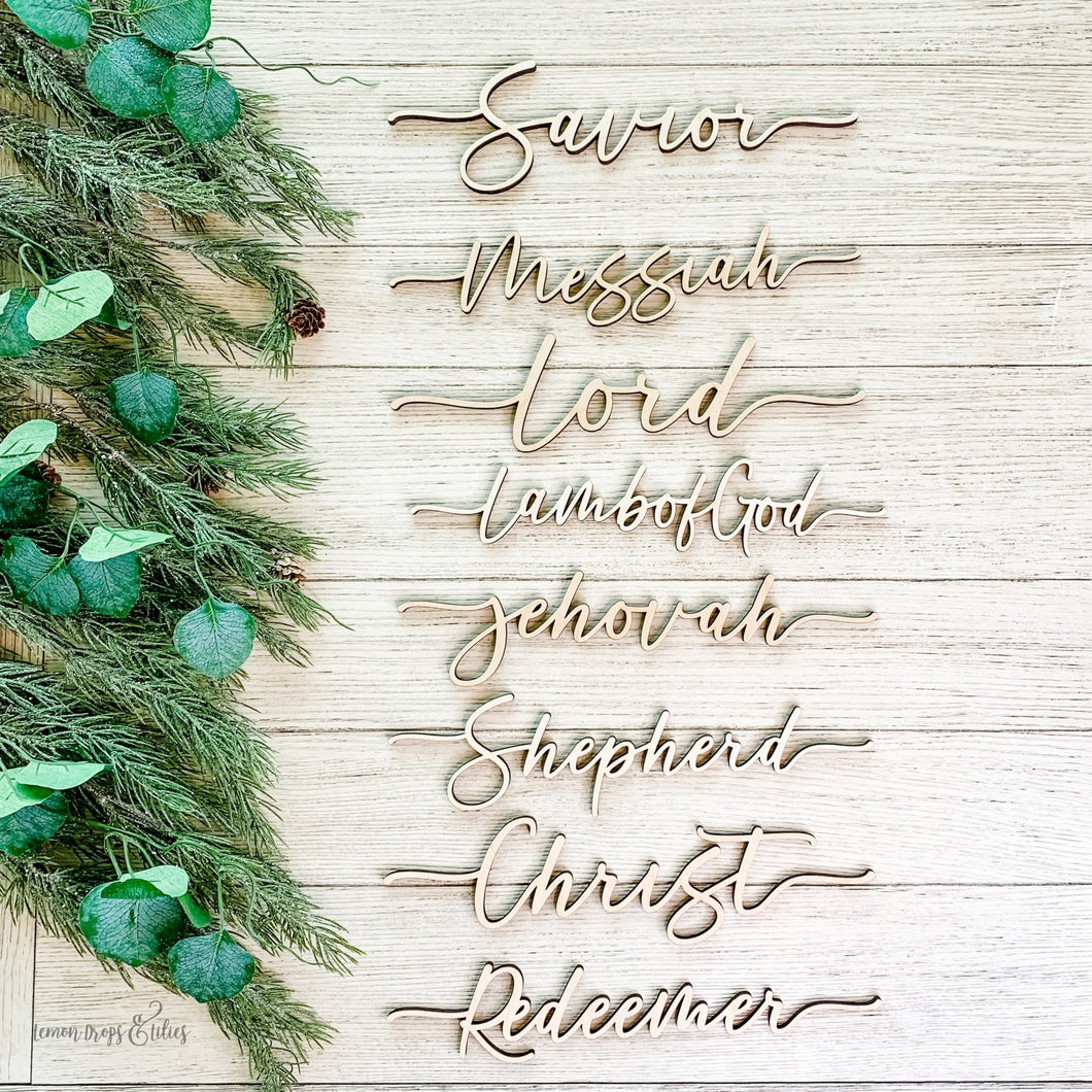 Names of Christ Wood Cutouts Natural Wood