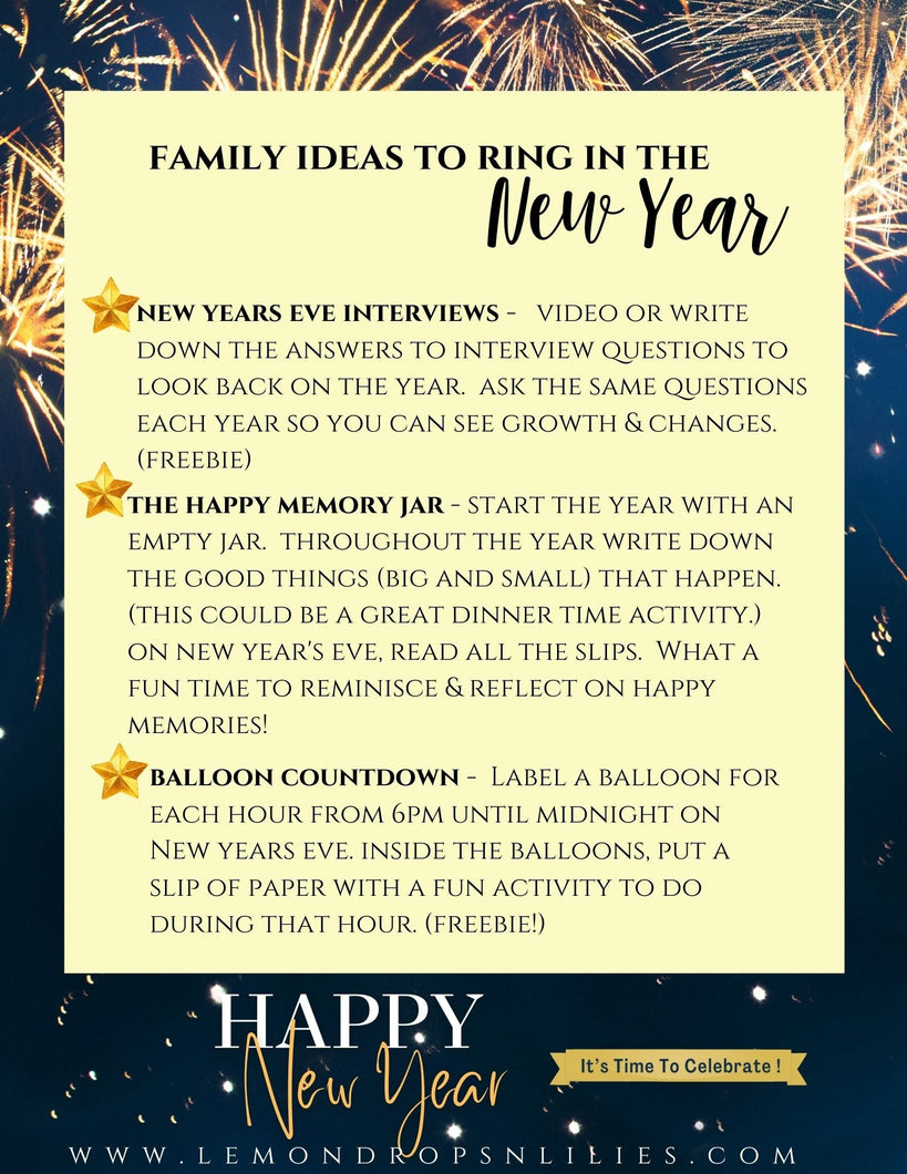 New Year's Eve FREEBIE - Lemon Drops & Lilies