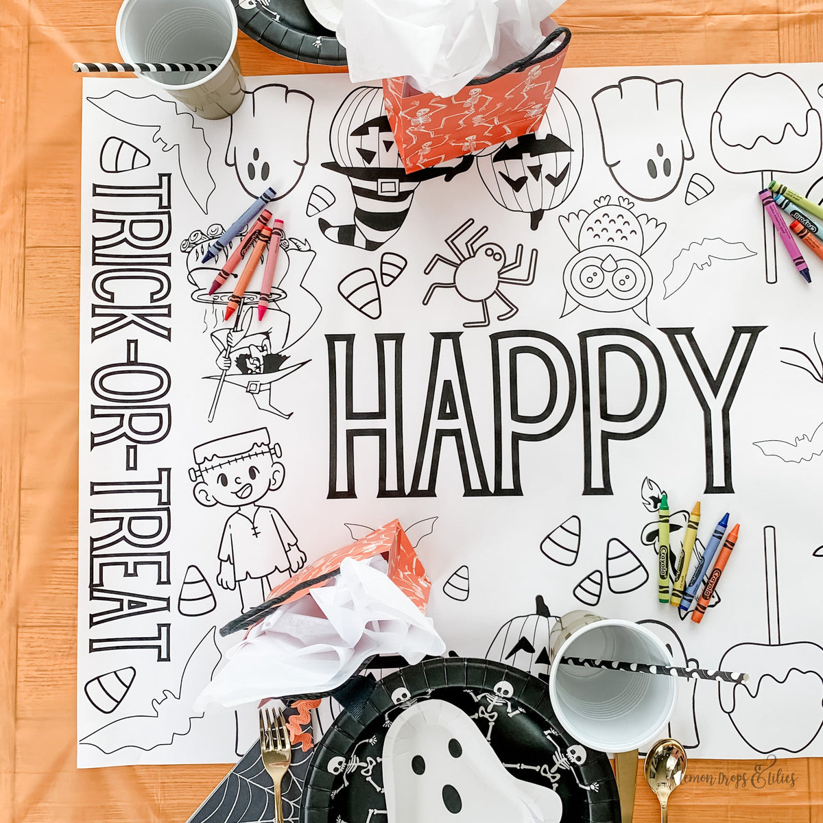 "Not So Scary Halloween" Coloring Runner - Lemon Drops & Lilies