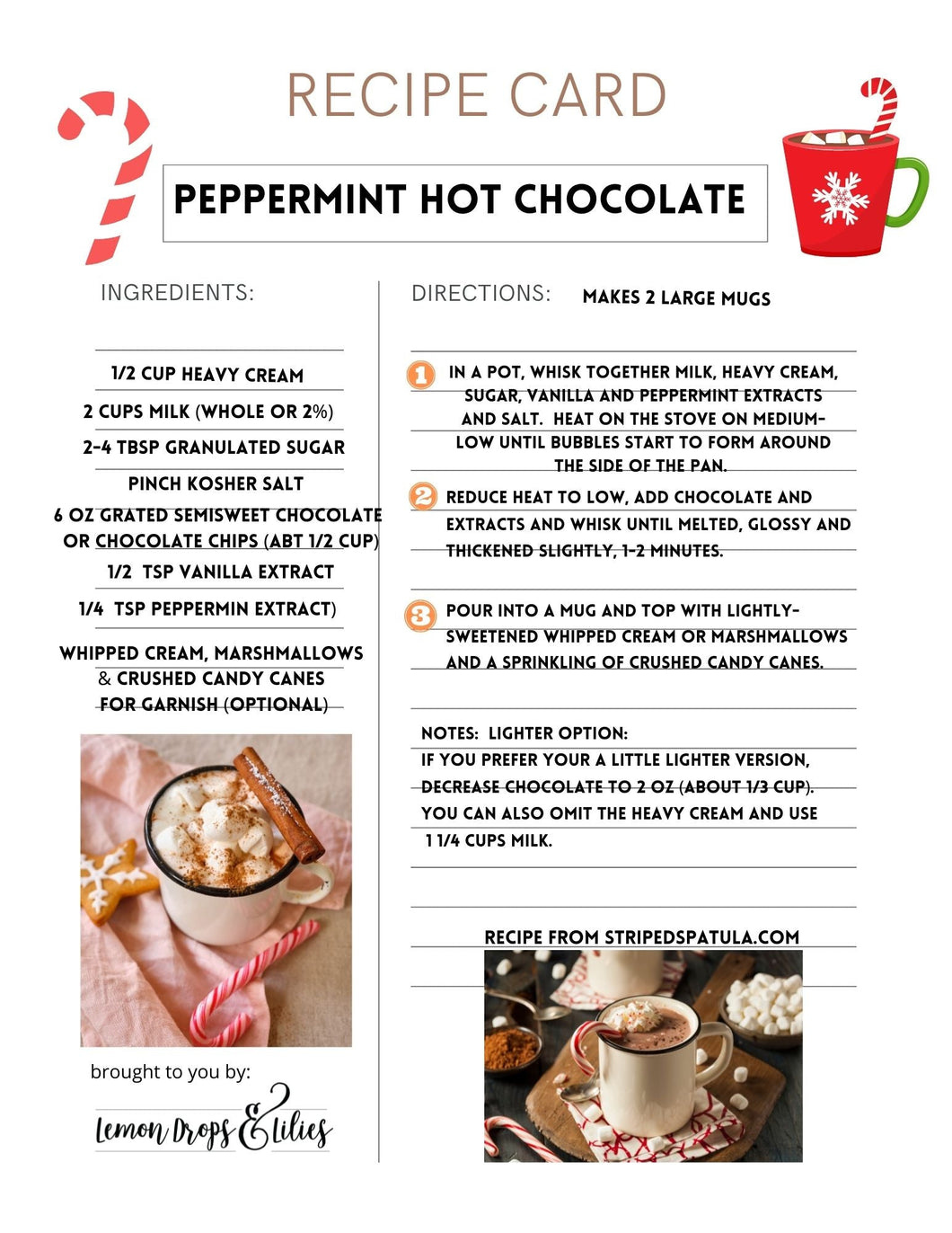 Peppermint Hot Chocolate Recipe! - Lemon Drops & Lilies