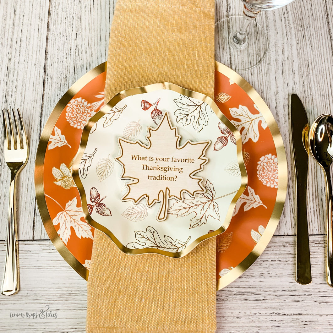 Thanksgiving Conversation Leaves PREORDER- Set of 12 Thanksgiving Conversation Starters - Lemon Drops & Lilies
