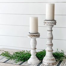 Load image into Gallery viewer, Whitewash Twisted Edge Candlesticks - Set of 2 - Lemon Drops &amp; Lilies
